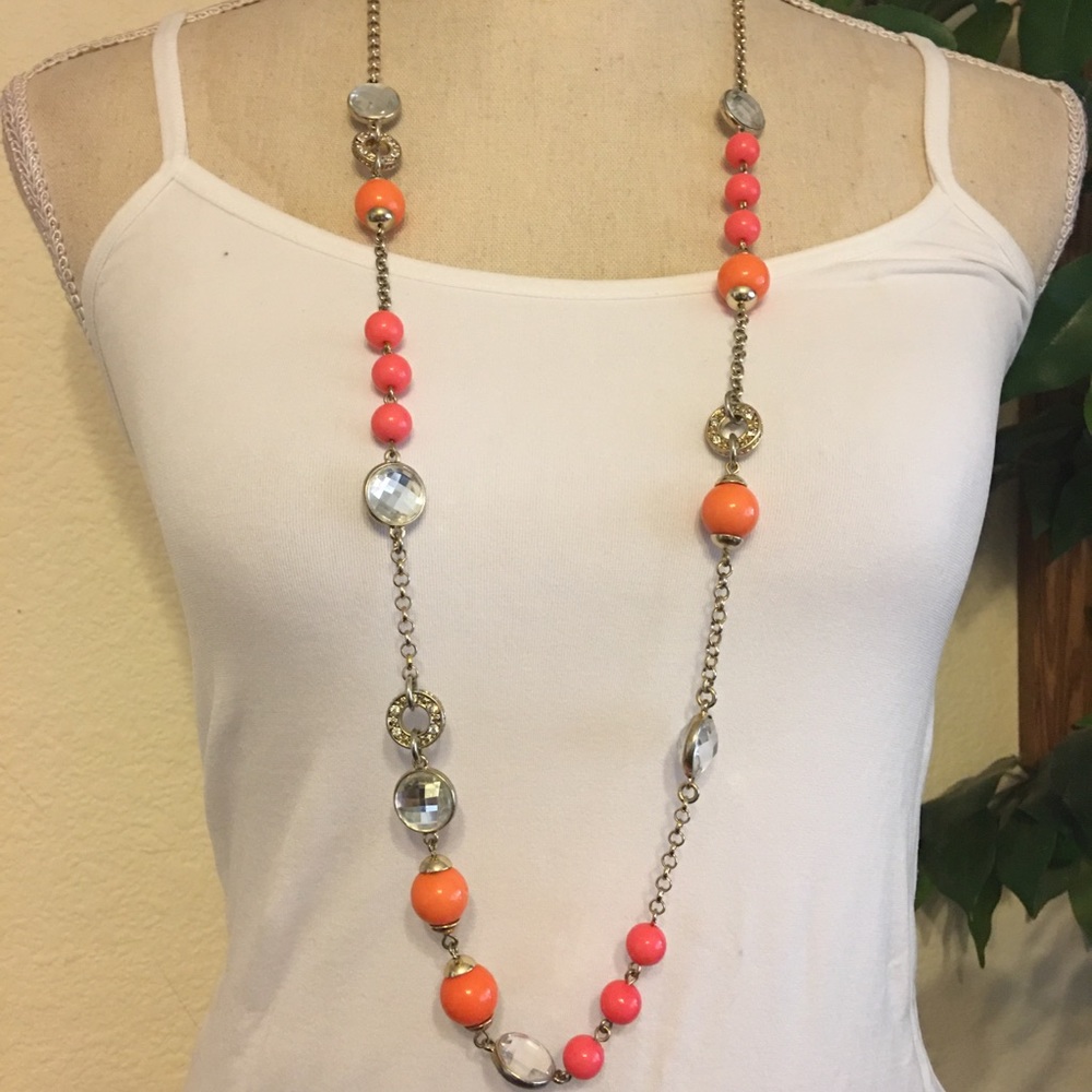 Banana Republic glass stone beaded chain necklace